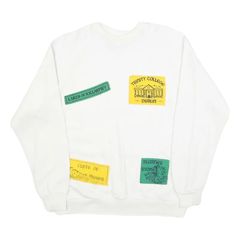 Connolly Womens White Sweatshirt L Cotton Blend Crew Neck Pullover Ireland 1