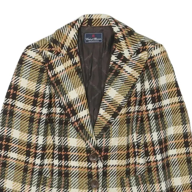 Conte Of Florence Womens Beige & Brown Check Jacket Xxs Wool Blend Button 2