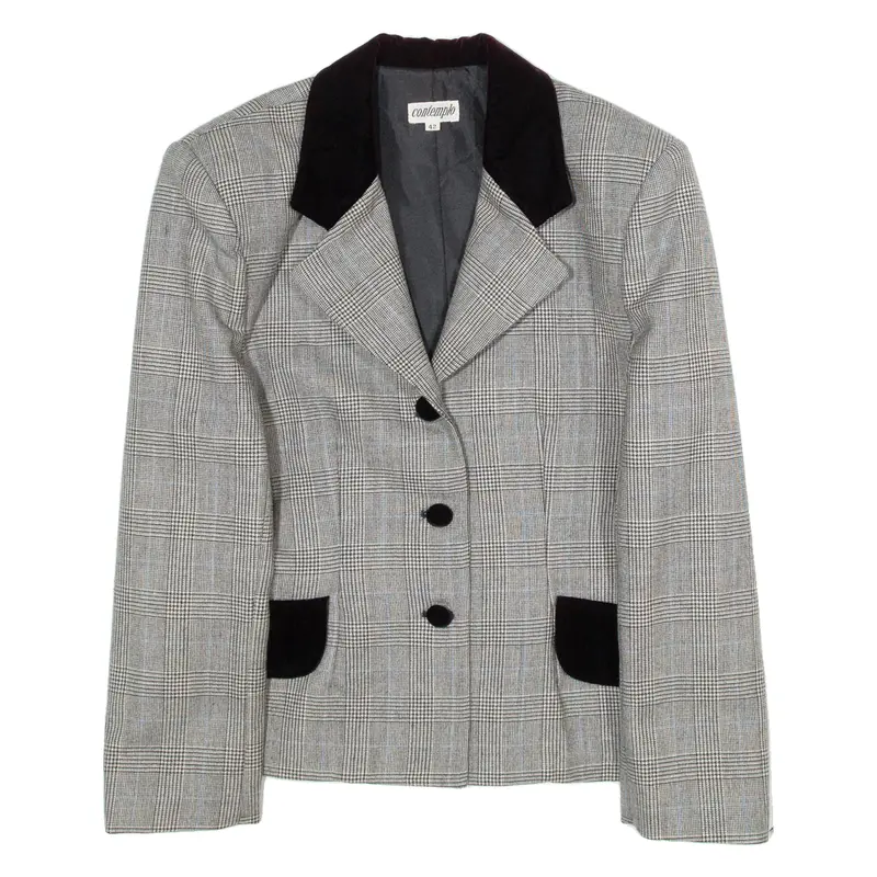 Contemplo Womens Blazer Jacket Beige Check S 1