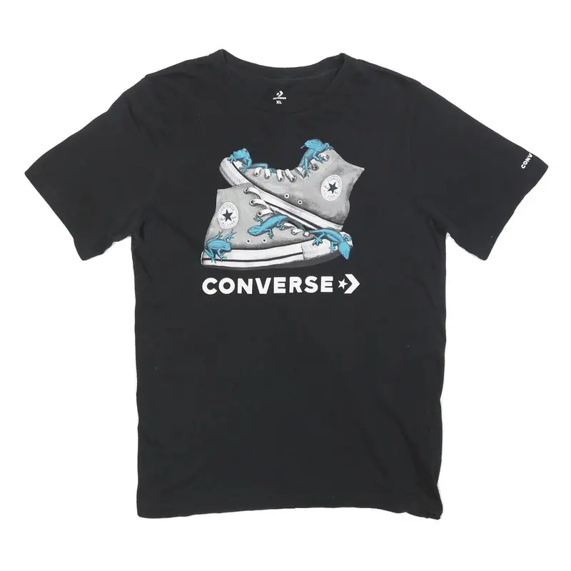 Converse Boys Black Graphic T-Shirt Xl Short Sleeve Crew Neck Casual 1