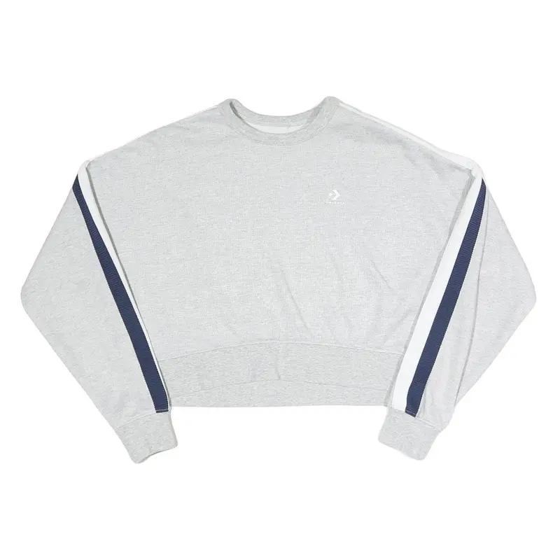 Converse Womens Grey Sweatshirt Xs Crew Neck Cotton Blend Pullover Striped 1