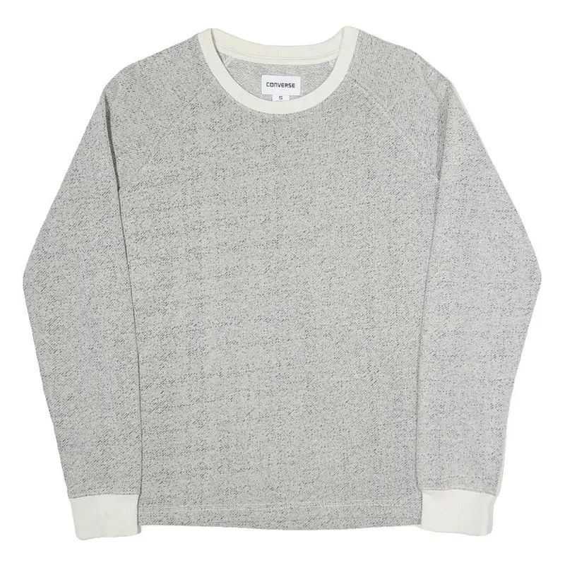 Converse Womens Grey White Crew Neck Sweatshirt S Cotton Blend Lightweight 1