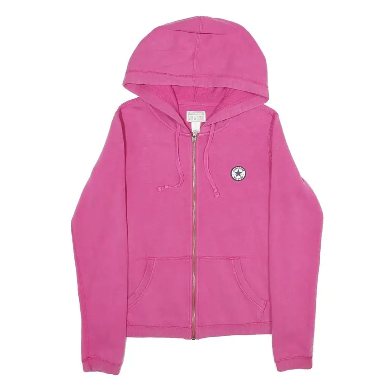 Converse Womens Pink Full Zip Hoodie M Casual Cotton Blend Sweatshirt 1