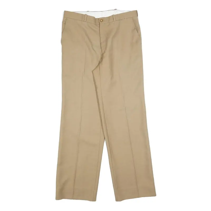 Cortefiel Womens Beige Regular Fit Straight Trousers W32 L32 Cotton Blend Zip 1