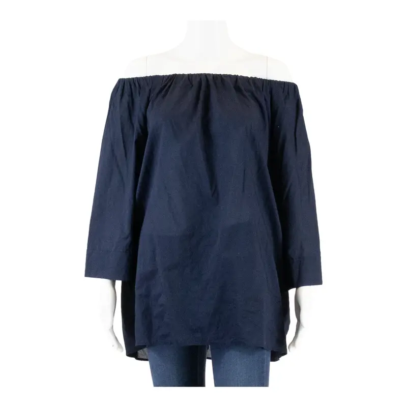 Cos Womens Bardot Blouse Blue 3/4 Sleeve Xs 1