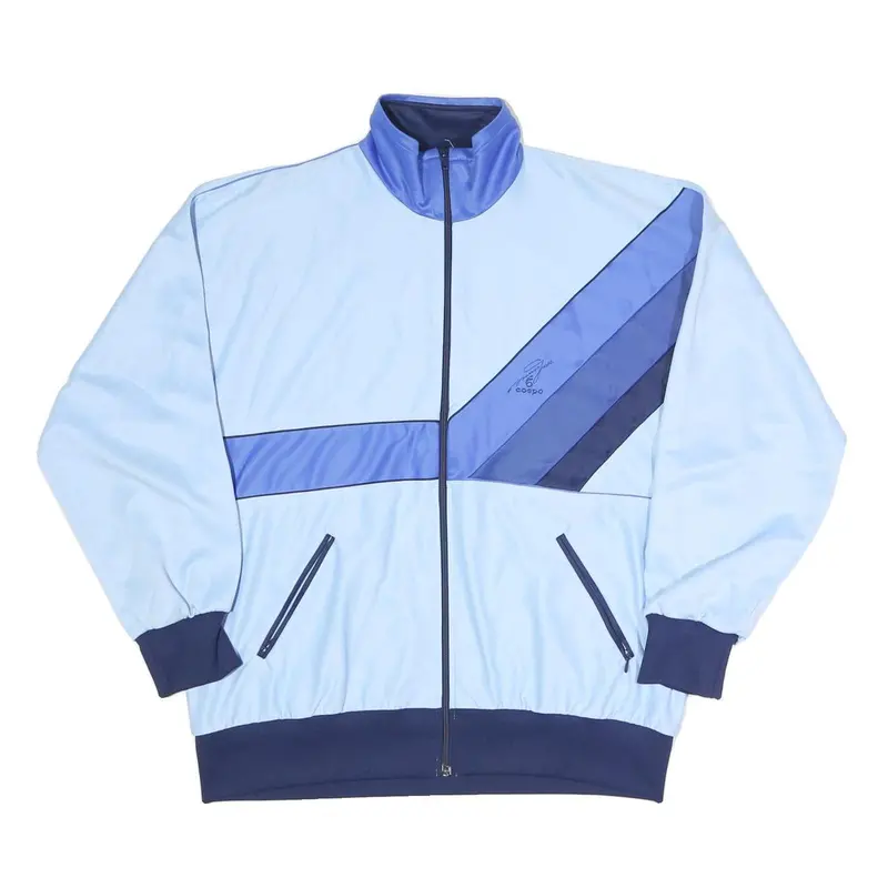 Cospo Mens Light Blue & Navy Blue Retro Zip Up Jacket L Polyester Blend 1