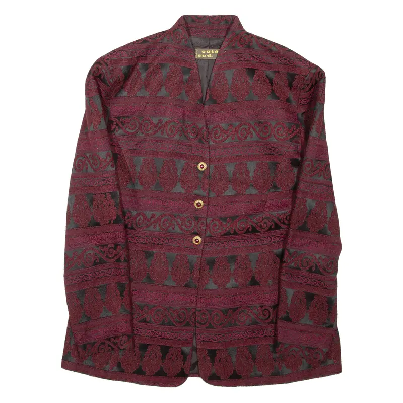Cote Sud Womens Blazer Coat Red Crazy Pattern M 1