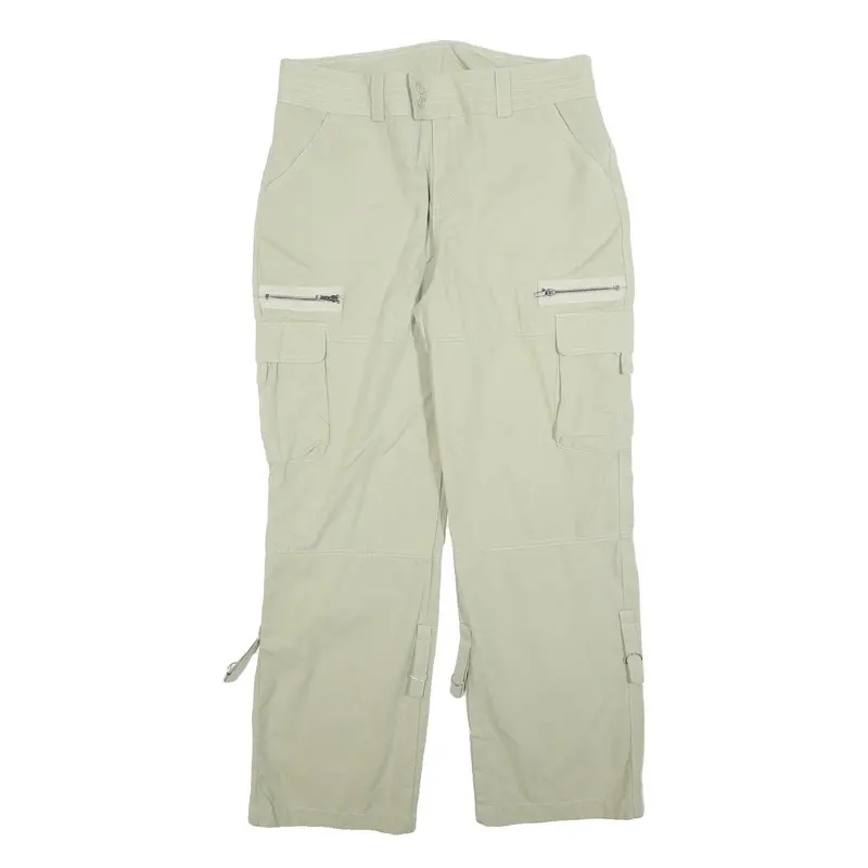 Cotton Blend Mens Beige Relaxed Cargo Trousers W34 L30 Zip Pockets Utility 1