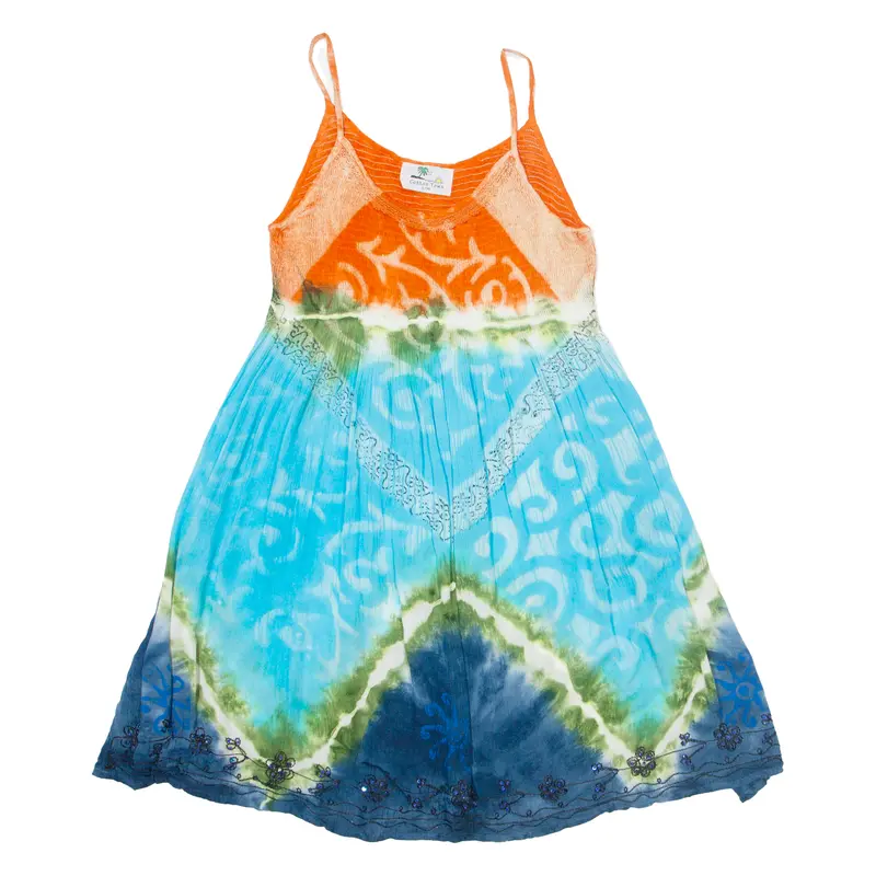 Cotton Town Womens Fit & Flare Dress Blue Crazy Pattern Sleeveless Knee Length L 1