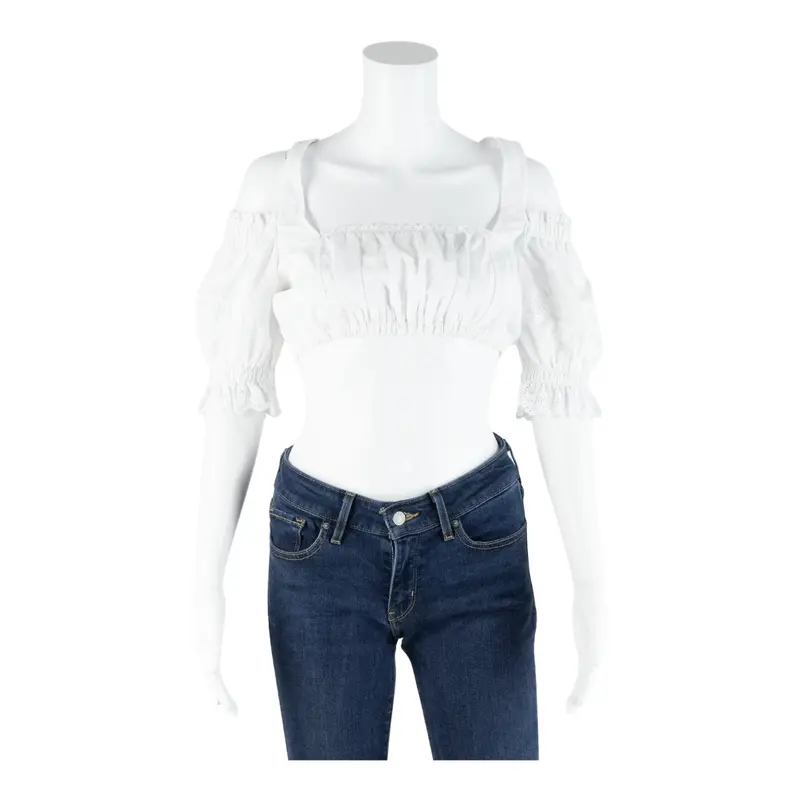 Country Lady Cropped Womens Blouse White Xs 1