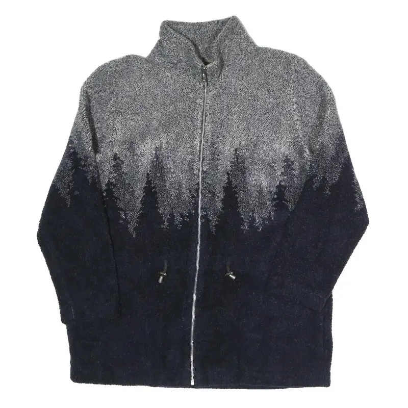 County Clothing Co. Mens Grey & Navy Zip Jacket M Polyester Blend Forest Pattern 1