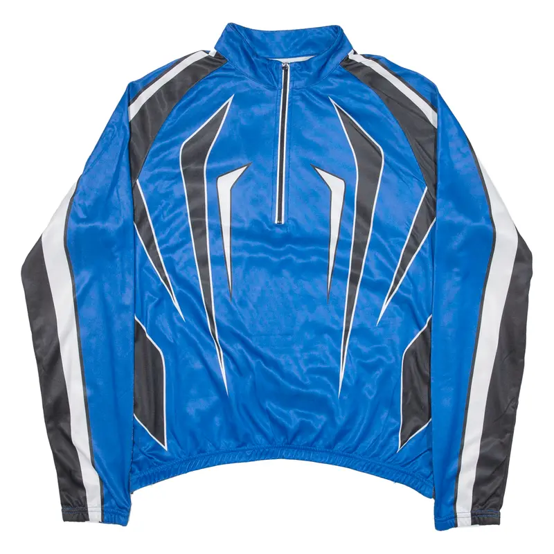 Crane Cycling Shirt Mens Jersey Blue Long Sleeve 1/2 Zip Xl 1