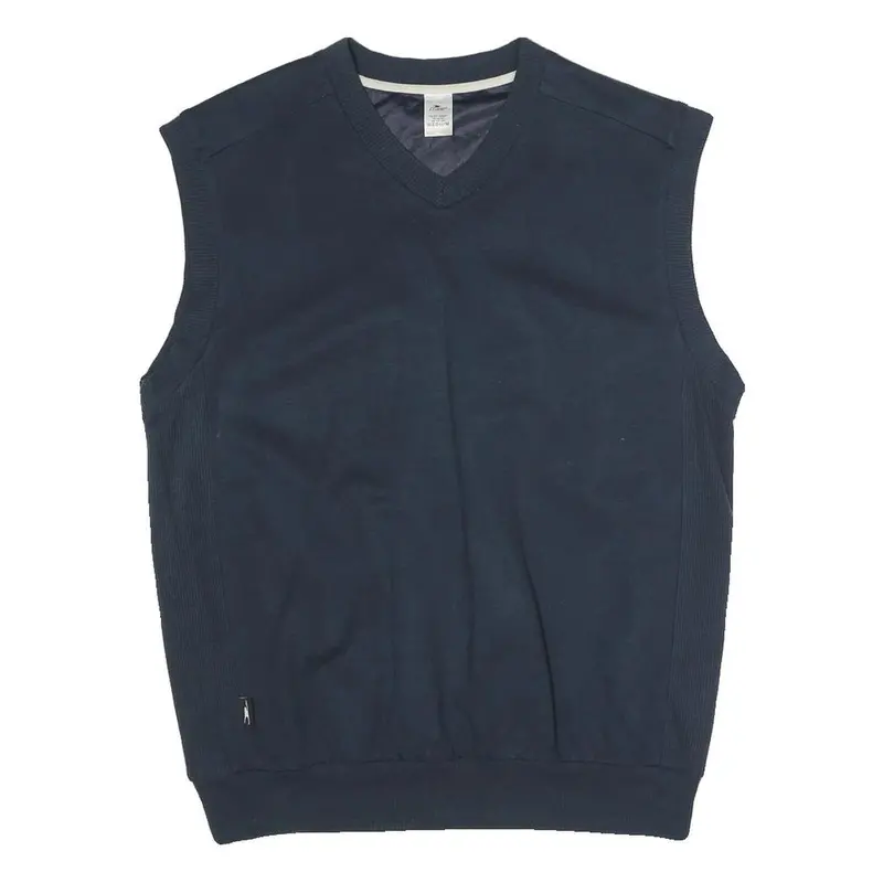 Crane Lined Mens Blue V-Neck M Sleeveless Cotton Blend Pullover Sweatshirt 1
