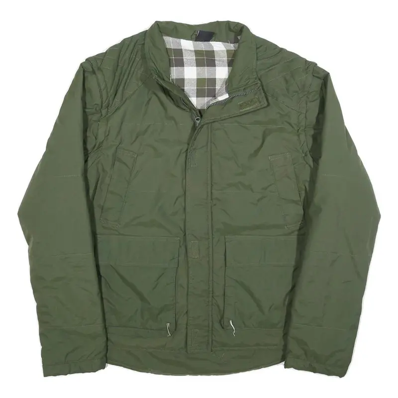 Crane Mens Green L Polyester Blend Quilted Jacket Zip Lined Casual Outdoor 1