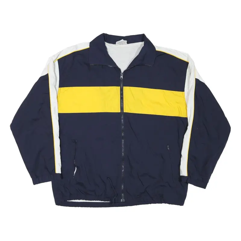 Crane Mens Navy & Yellow Colourblock Jacket L Polyester Blend Zip Casual 1