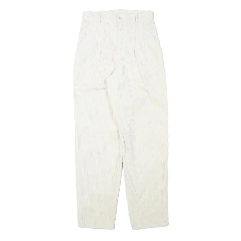 Cream Womens Relaxed Fit Cotton Blend Straight Leg Trousers W25 L29 Casual 1
