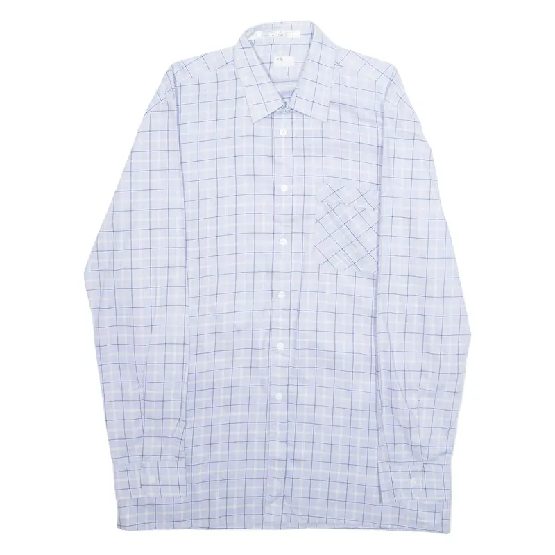 Creation B Mens Shirt Blue Check Long Sleeve L 1