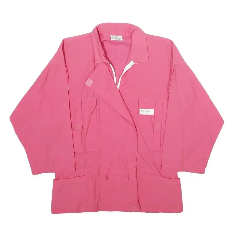 Creation Manor Womens Pink Jacket L Zip Plain Casual Lightweight 1