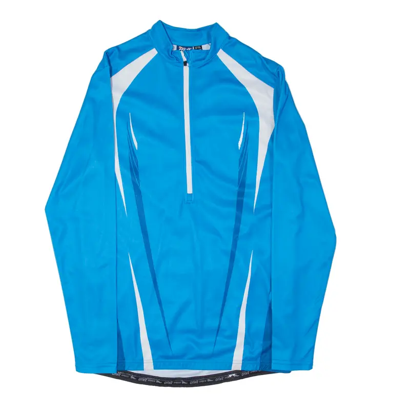 Crivit Cycling Mens Jersey Blue Long Sleeve 1/2 Zip M 1