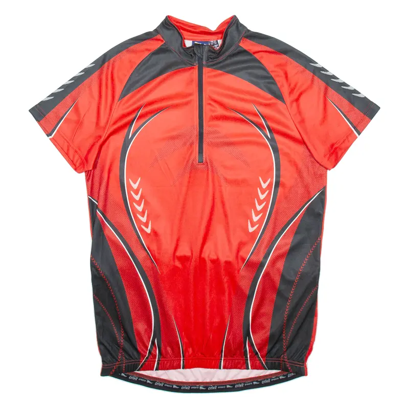Crivit Sports Cycling Mens Jersey Red 1/4 Zip L 1