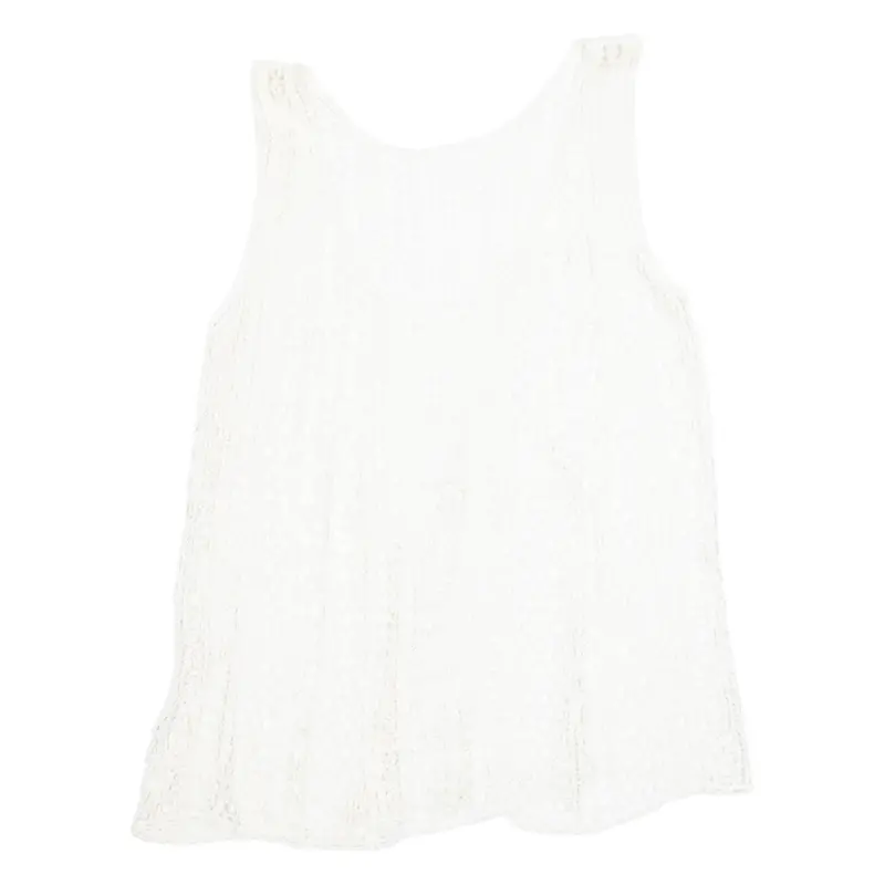 Crochet Womens Blouse Cream Sleeveless Xl 1
