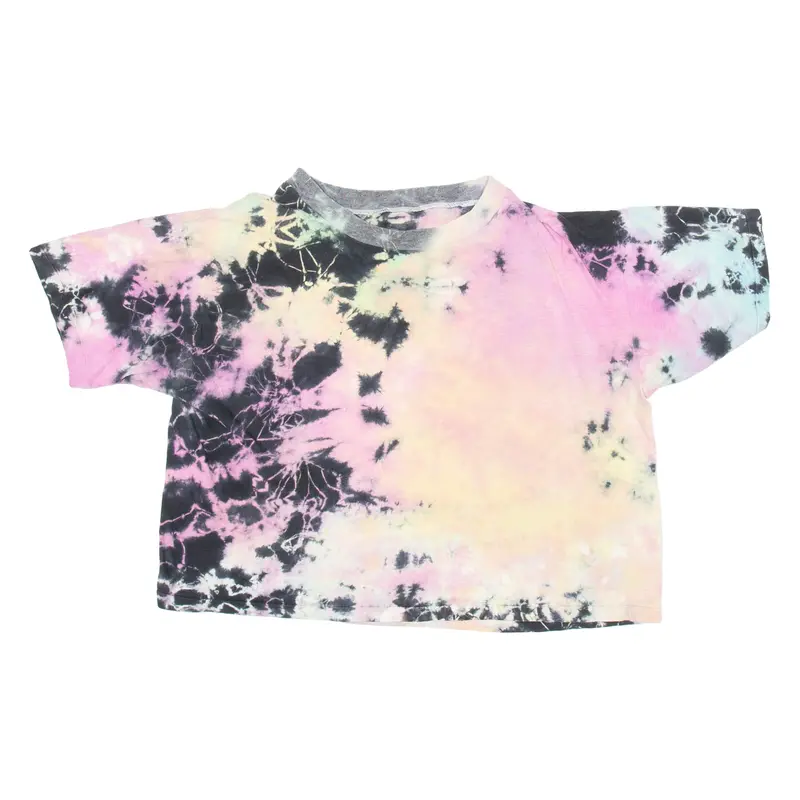 Cropped Womens Tie Dye T-Shirt Pink M 1