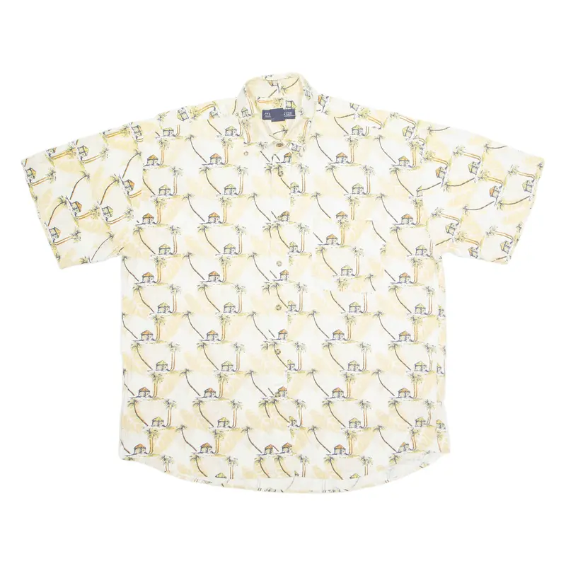 Crossings Mens Hawaiian Shirt Beige Crazy Pattern L 1