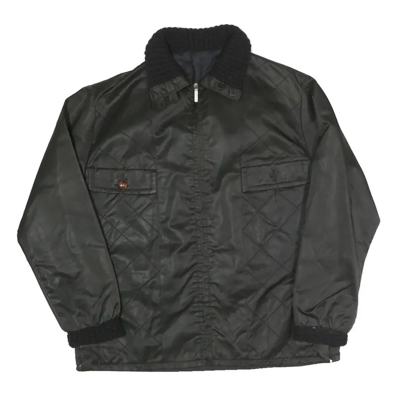 Croydor Mens Black Quilted Zip Jacket S Polyester Blend Classic Winter Outerwear 1