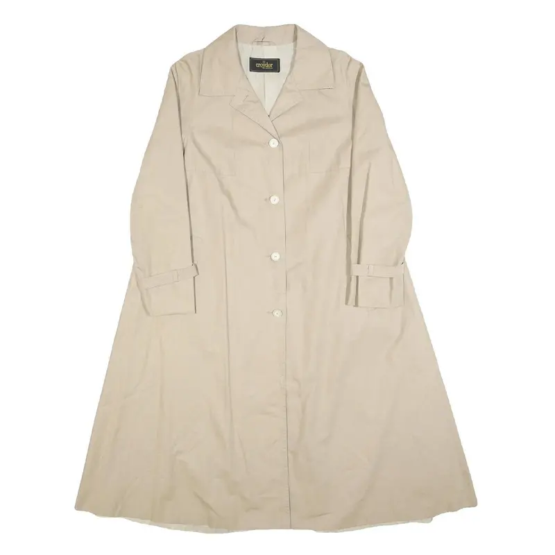 Croydor Womens Beige Cotton Button Jacket S Classic Plain Long Sleeve 1