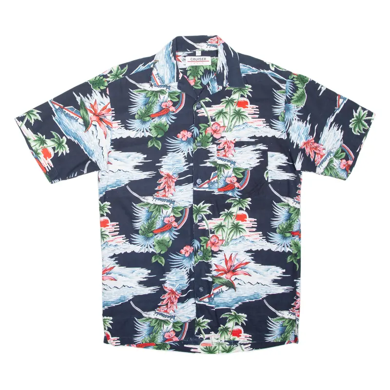 Cruiser Mens Hawaiian Shirt Black Floral S 1