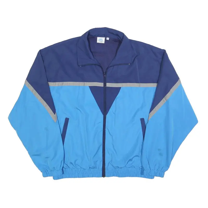 Css Mens Blue & Navy Colourblock Athletic Jacket L Polyester Blend Zip 1