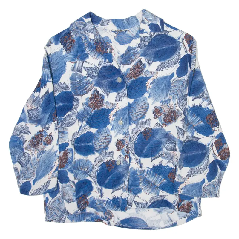 Cunn Ella Womens Shirt Blouse Blue V-Neck 3/4 Sleeve Floral Xs 1