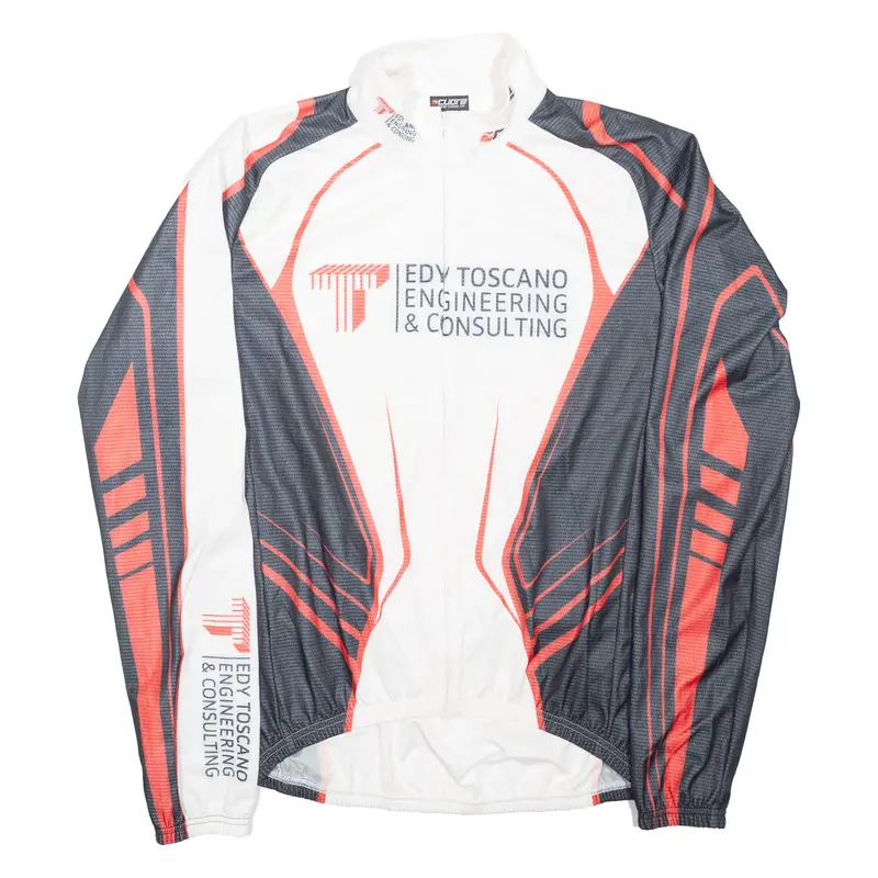 Cuore Full Zip Cycling Shirt Mens Jersey White Long Sleeve M 1