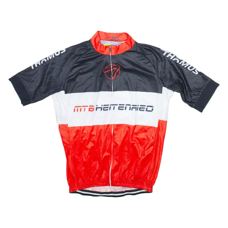 Cycling Full Zip Cycling Mens Jersey Red Button Neck Xl 1
