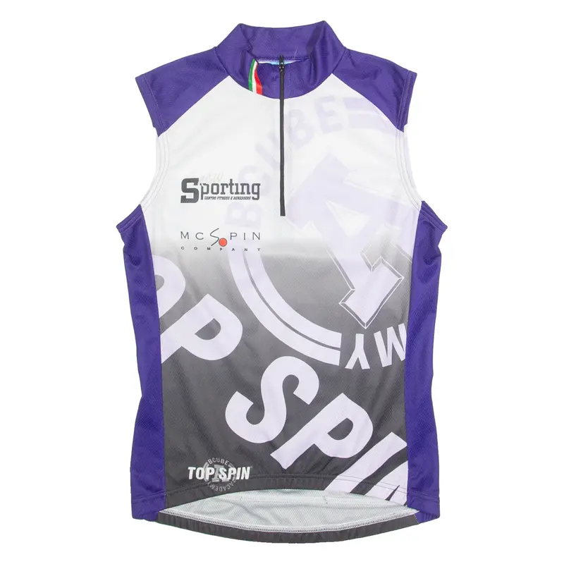 Cycling Mens Jersey Purple Sleeveless 1/4 Zip S 1