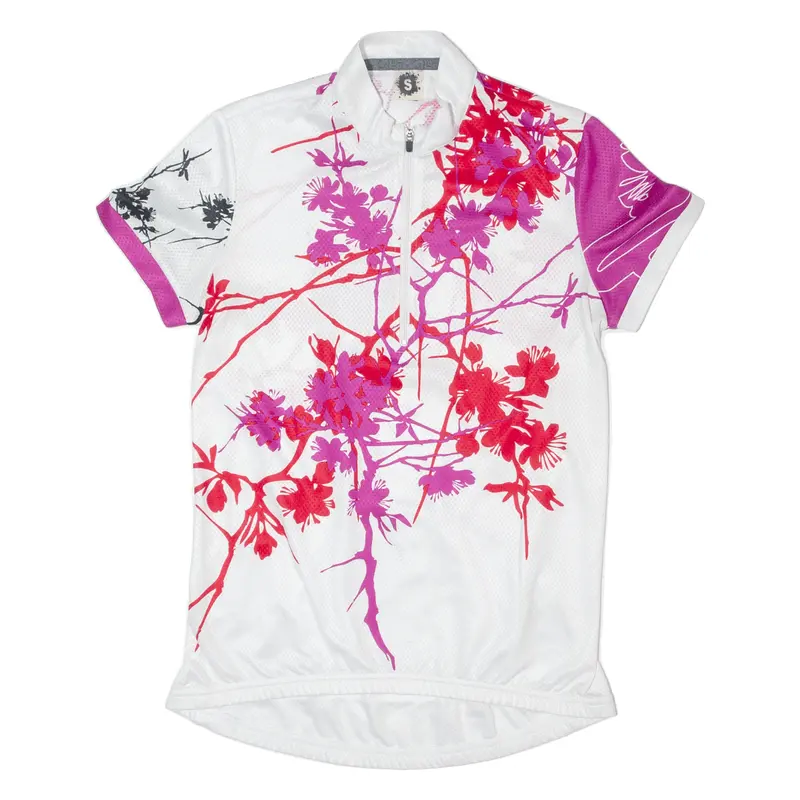Cycling Shirt Womens Jersey White 1/2 Zip S 1