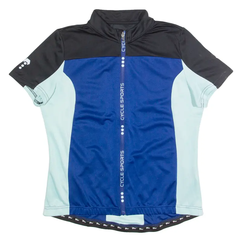 Cycling Zip Up Womens Jersey Blue High Neck L 1