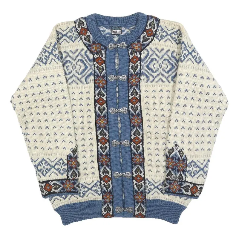 Dale Of Norway Womens Cream & Blue Patterned Jumper Round Neck Cable Knit M Wool 1