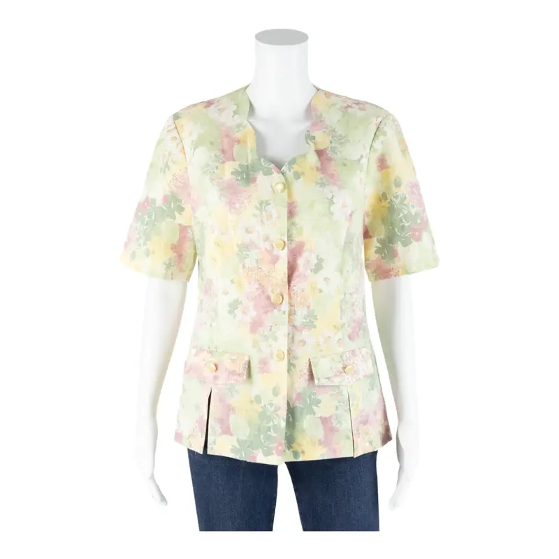 Damart Womens Printed Blouse Yellow 90S Floral Uk 20 1