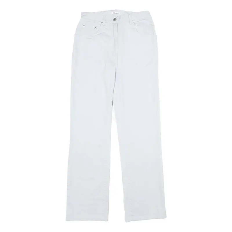 Damart Womens White Regular Fit Straight Leg Cotton Blend Trousers W26 L29 1