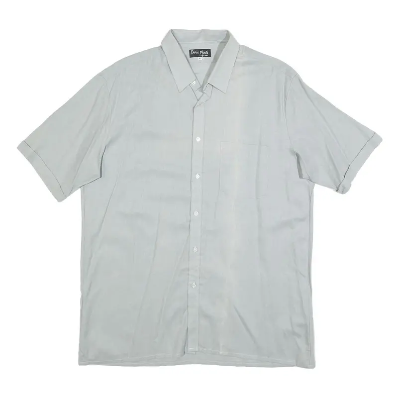 Dario Monti Mens Light Grey Shirt L Polyester Blend Casual Button-Up 1