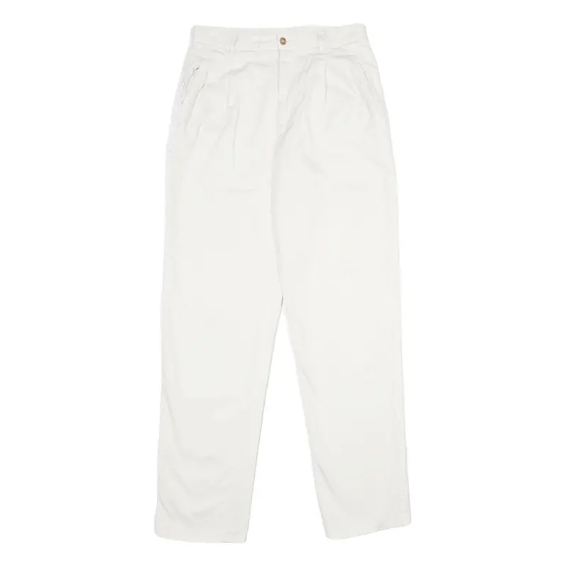 Dark Square Womens Cotton White Classic Straight Trousers W28 L34 Comfortable 1