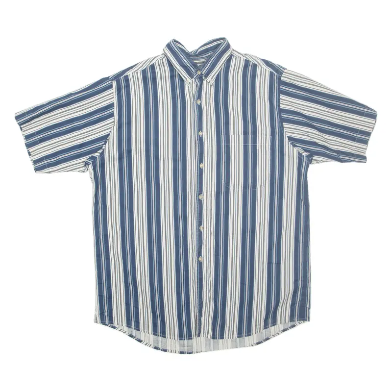 David Taylor Mens Shirt Blue Pinstripe L 1