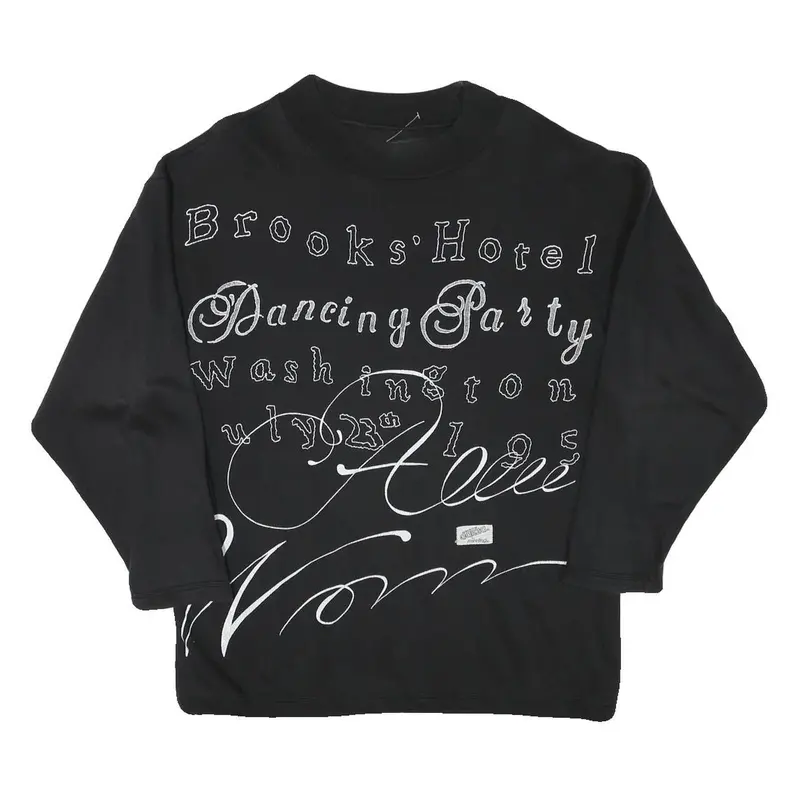 Dazna Womens Black Cotton Blend Crew Neck M Graphic Print Sweatshirt 1
