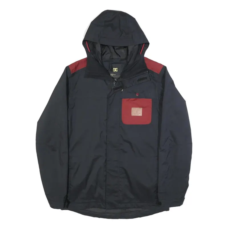 Dc Shoes Mens Black & Burgundy Hooded Zip Jacket S Polyester Casual Outdoor 1