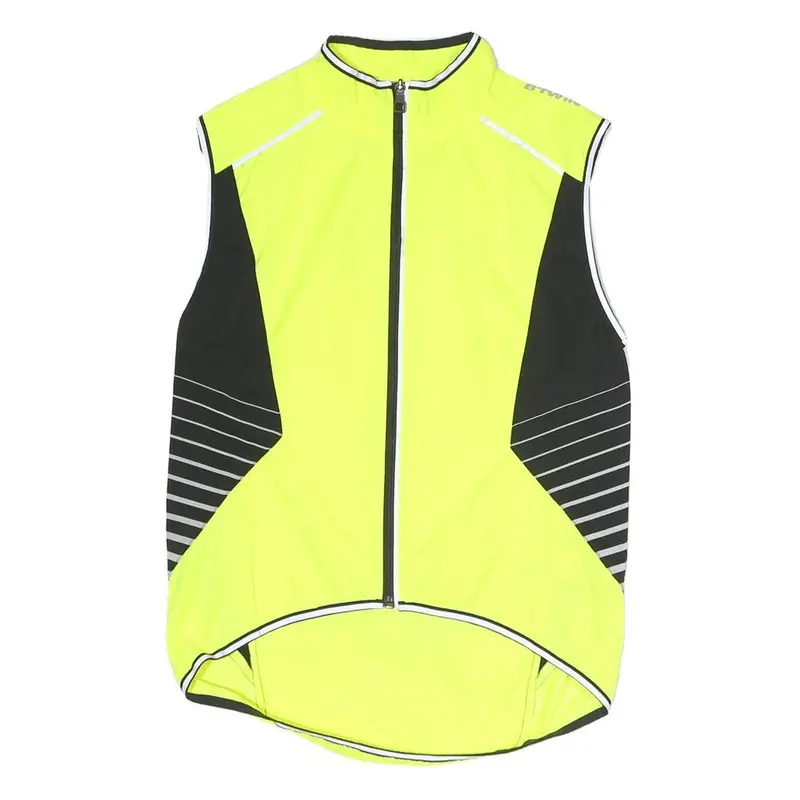 Decathlon Mens Yellow & Black Cycling Gilet S Polyester Zip Reflective 1