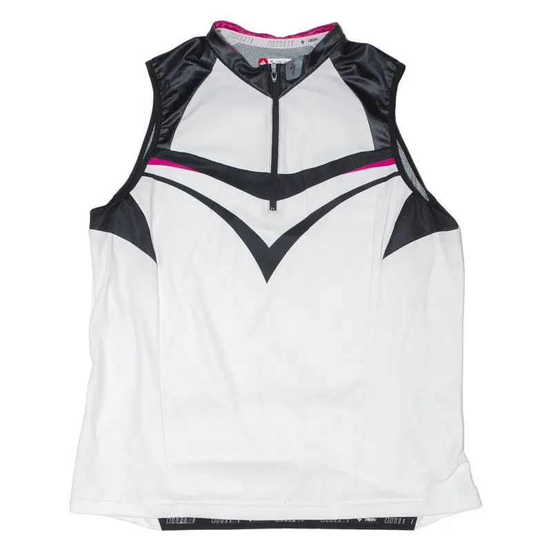 Deflect Cycling Shirt Womens Jersey White Sleeveless 1/4 Zip Xl 1