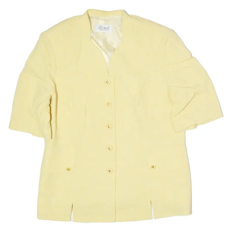 Delmod International Womens Blazer Jacket Yellow Viscose 80S Uk 14 1