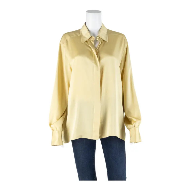 Delmod Womens Shirt Gold Long Sleeve Silk Xl 1