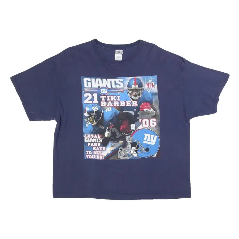 Delta Mens Blue Giants Tiki Barber 2Xl Short Sleeve Crew Neck Cotton Blend 1